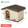 Katzenhaus & Hundehütte Indoor Outdoor, Haustierhaus Winterfest und Wetterfest 75 x 63 x 51 cm, Beige - VOUNOT DE