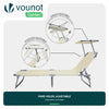 2er Set Sonnenliege mit Dach, 190 x 58 x 27 cm Beige