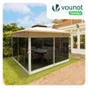 Pavillon 3,6x3,6m, Pop Up Partyzelt mit Mesh Sides & Doppeldach Faltpavillon Beige