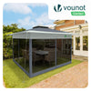 Pavillon 3,6x3,6m, Pop Up Partyzelt mit Mesh Sides & Doppeldach Faltpavillon Grau