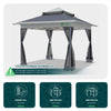 Pavillon 3,6x3,6m, Pop Up Partyzelt mit Mesh Sides & Doppeldach Faltpavillon Grau