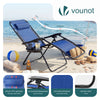 2er-Set Liegestuhl Klappbar, Relaxstuhl Garten mit Getränkehalter und Kopfpolster, Blau - VOUNOT DE