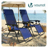 2er-Set Liegestuhl Klappbar, Relaxstuhl Garten mit Getränkehalter und Kopfpolster, Blau - VOUNOT DE