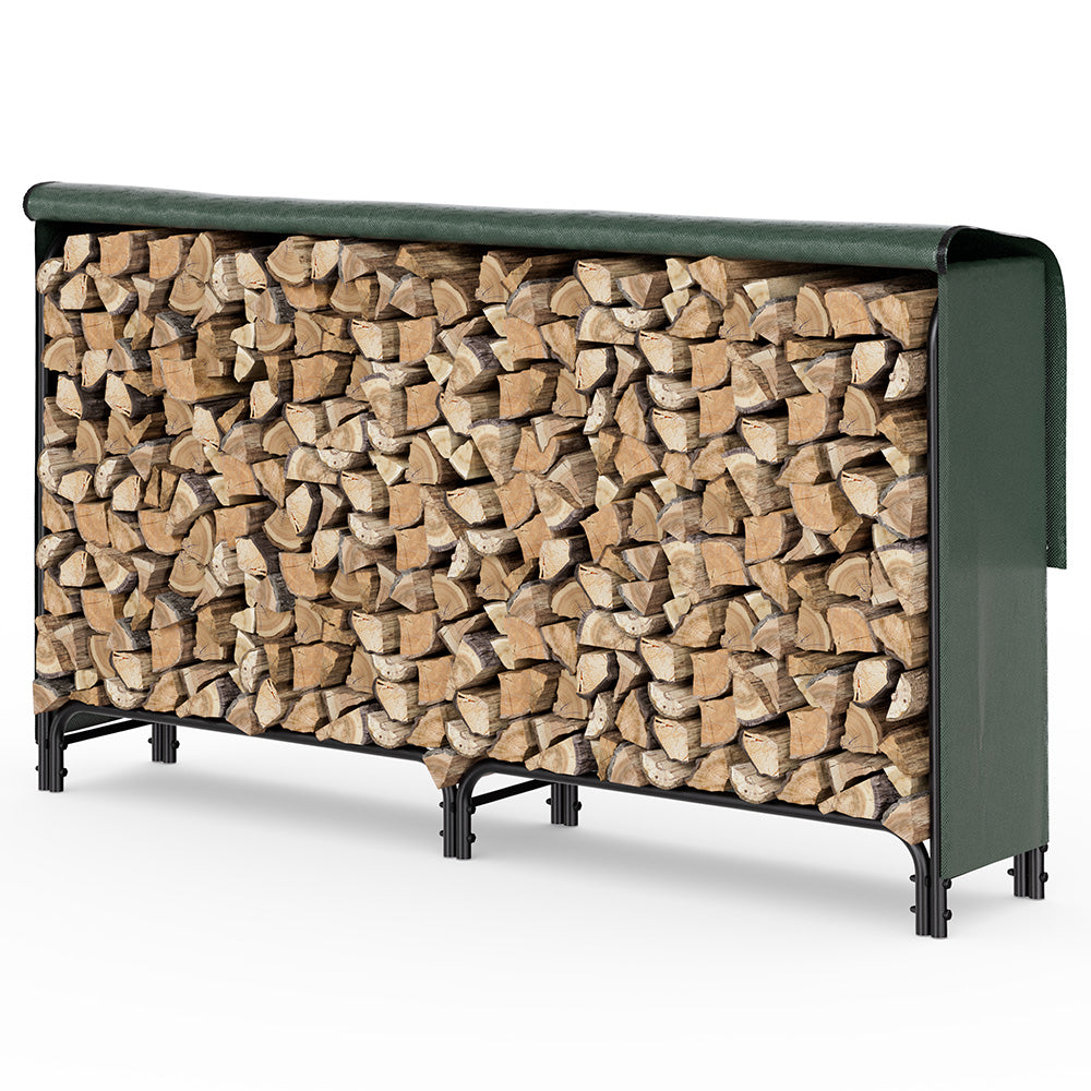 brennholz aufbewahrung aussen Kaminholzregal Aussen aus Metall mit wasserdichte Abdeckung, 200x116x3–  VOUNOT DE