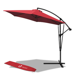 300 cm Ampelschirm, Sonnenschirm mit Windsicherung und Schutzhülle, Rot - VOUNOT DE