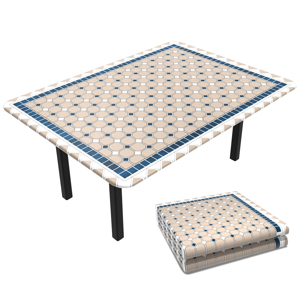 Tischdecke Outdoor, Elastisch Rechteckig Gartentischdecke, Abwaschbar abwischbar Wetterfest, 180x114 cm