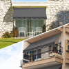 Klemmmarkise Balkon mit Handkurbel, höhenverstellbar Balkonmarkise ohne Bohren, UV-beständig, Wasserdicht & Sonnenschutz, 250 cm breit, Grau - VOUNOT DE