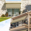 Klemmmarkise Balkon mit Handkurbel, höhenverstellbar Balkonmarkise ohne Bohren, UV-beständig, Wasserdicht & Sonnenschutz, 300 cm breit, Beige - VOUNOT DE