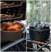 BBQ Dutch Oven Feuertopf Gusseisen 4,25 Liter, eingebrannter Kochtopf Schmortopf mit Füßen Deckel Deckelheber - VOUNOT DE