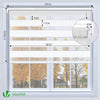 Doppelrollo klemmfix ohne Bohren, Duo Rollo Klemmrollo für Fenster und Tür, 100x150 cm, Weiß - VOUNOT DE