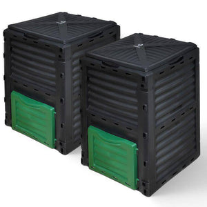 2er-Set Komposter aus Kunststoff für Garten, 300L - vounot