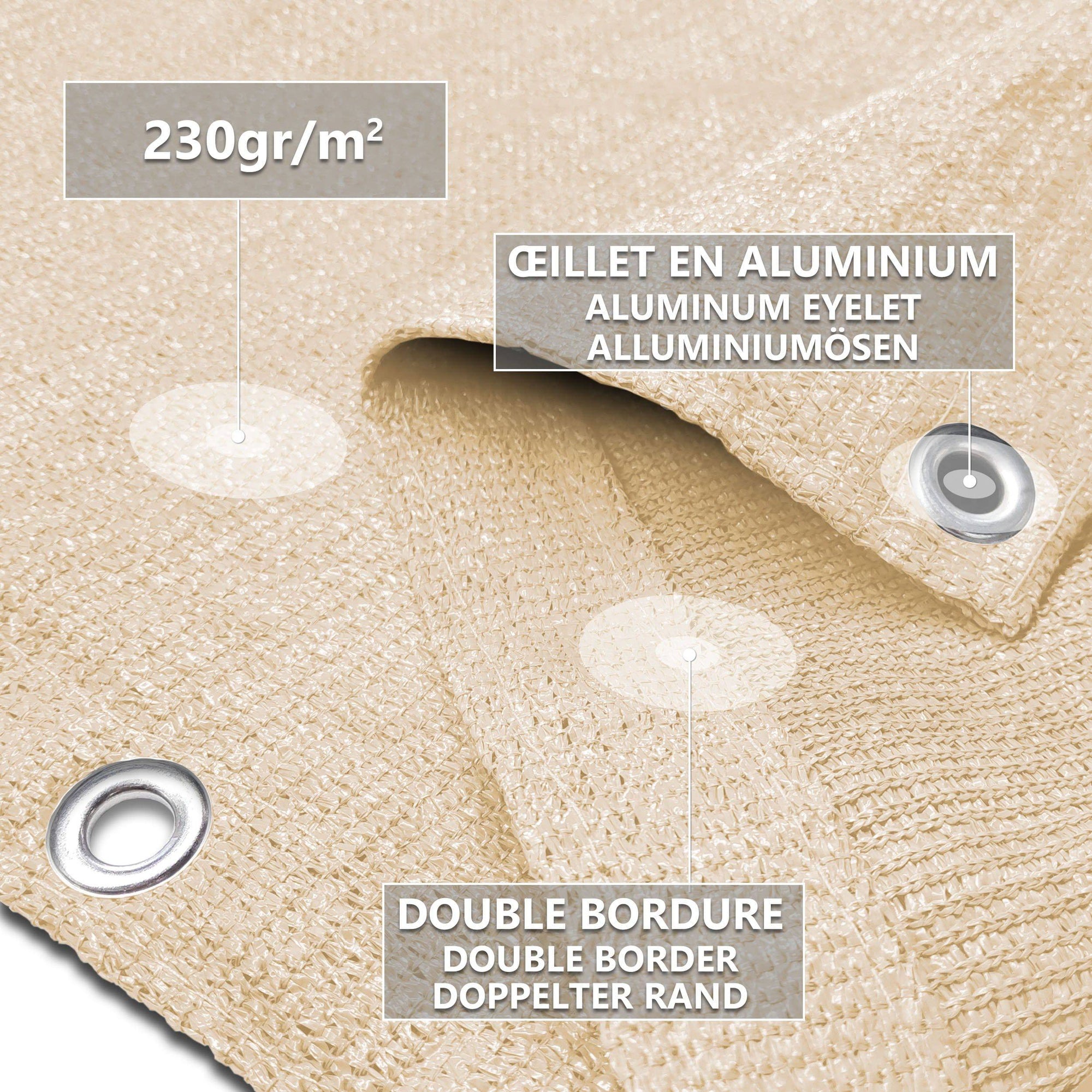 HaiTaoSy Balkon Sichtschutz 130x450 Cm HDPE – Wetterfest, UV-beständig, Beige, Mit Ösen & Befestigungsmaterial