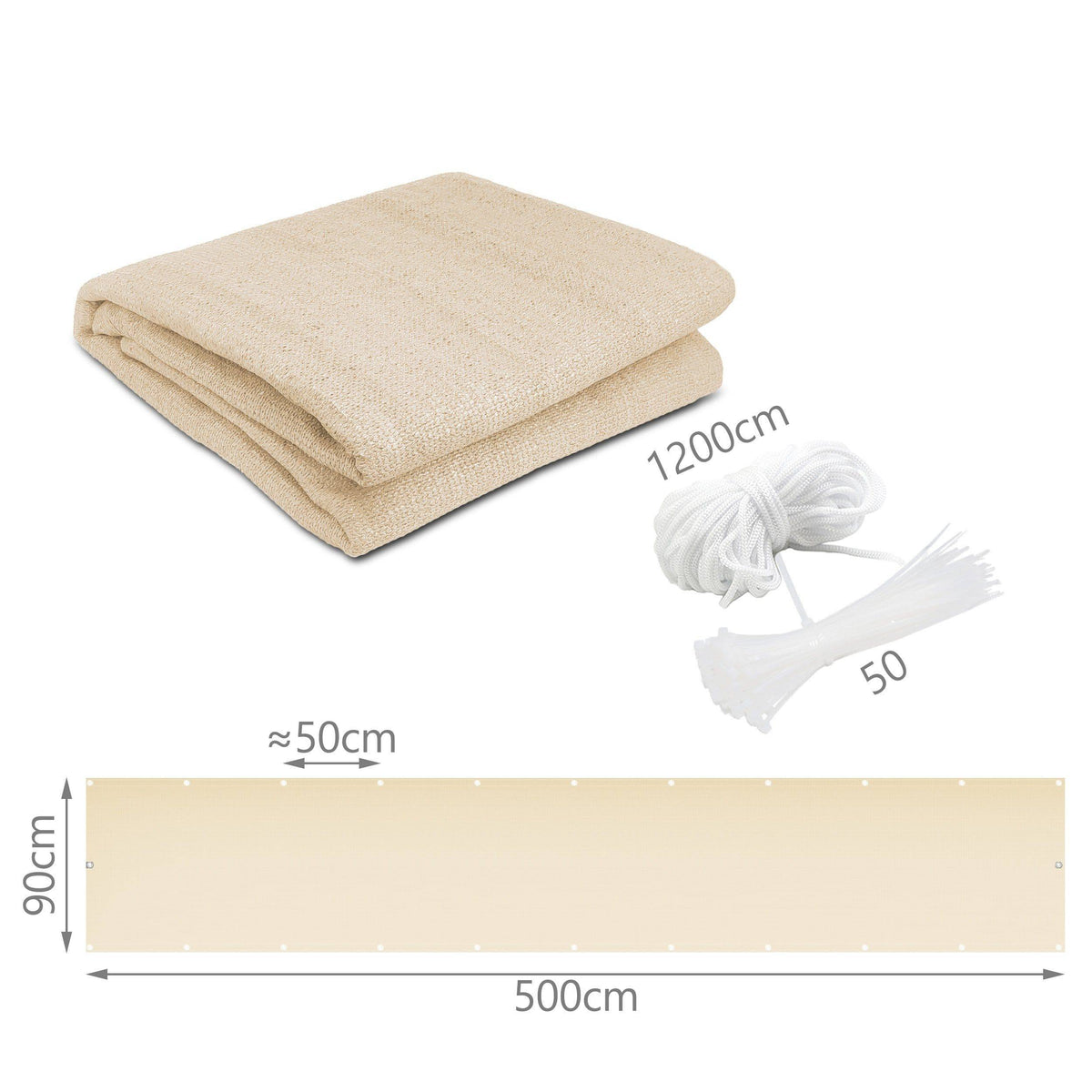 HaiTaoSy Balkon Sichtschutz, 70x950cm, HDPE Wetterfest – UV-Schutz, Windschutz Für Balkon & Terrasse In Beige